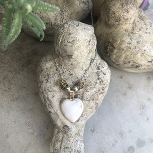 Heart Necklace on Silver Coloured Chain - מטפחות - כיסוי ראש - Aviva Lush tichels, head scarves, volumizers