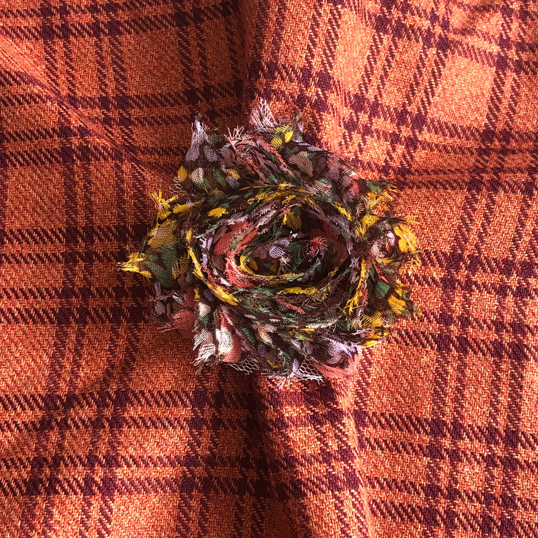 Pure Wool Burnt Orange and Brown Checked Scarf - מטפחות - כיסוי ראש - Aviva Lush tichels, head scarves, volumizers