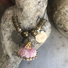 Load image into Gallery viewer, Pink Pendant Necklace With Rupee Coins - מטפחות - כיסוי ראש - Aviva Lush tichels, head scarves, volumizers