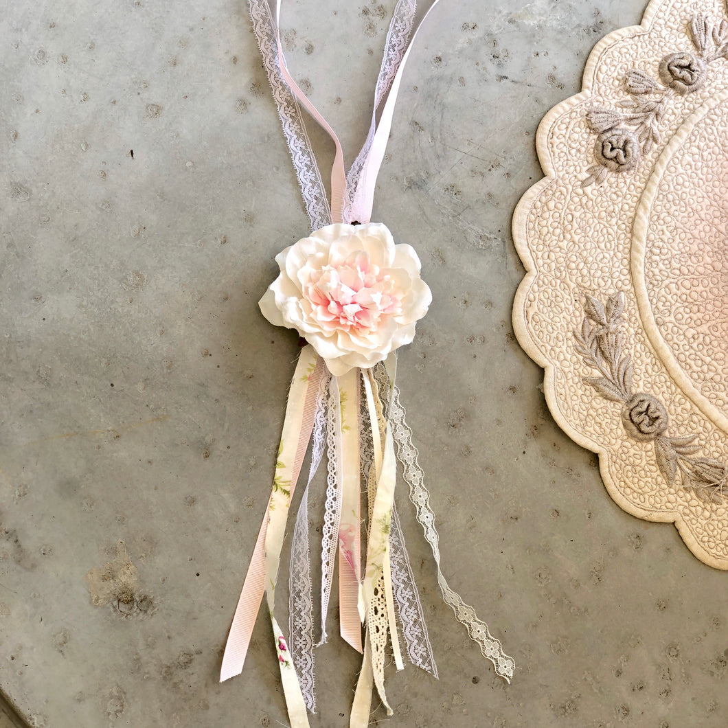 Pink Ribboned Flower Necklace - מטפחות - כיסוי ראש - Aviva Lush tichels, head scarves, volumizers