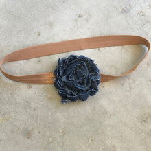 Load image into Gallery viewer, Single Denim Flower Headband - מטפחות - כיסוי ראש - Aviva Lush tichels, head scarves, volumizers