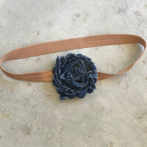 Single Denim Flower Headband - מטפחות - כיסוי ראש - Aviva Lush tichels, head scarves, volumizers