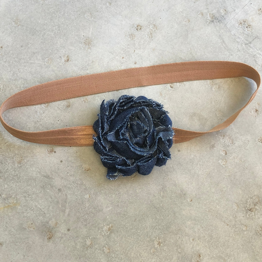 Single Denim Flower Headband - מטפחות - כיסוי ראש - Aviva Lush tichels, head scarves, volumizers