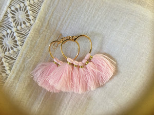 Gold Heart Fringe Earrings - מטפחות - כיסוי ראש - Aviva Lush tichels, head scarves, volumizers