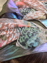 Load image into Gallery viewer, Twin Fabric Jungle Print and Rainbow Scarf