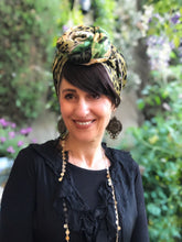 Load image into Gallery viewer, Twin Fabric Green Leopard and Leaf Print Scarf - מטפחות - כיסוי ראש - Aviva Lush tichels, head scarves, volumizers