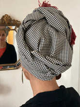 Load image into Gallery viewer, Gingham Cotton Scarf With Red Trim