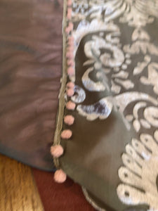 Variation of Four Fabric Pink Velvet and Chiffon Tasseled Scarf